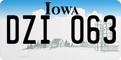 IA license plate DZI063