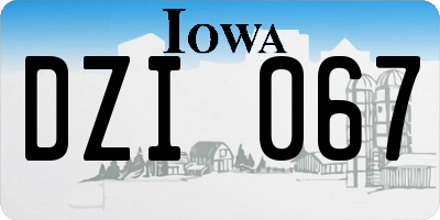 IA license plate DZI067