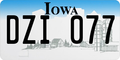 IA license plate DZI077