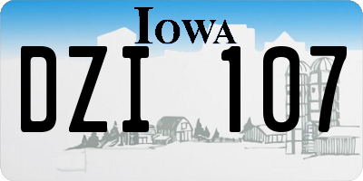 IA license plate DZI107