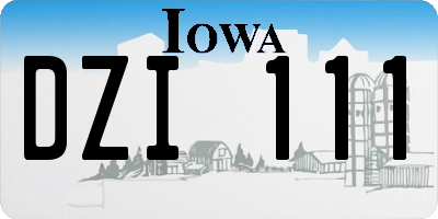 IA license plate DZI111