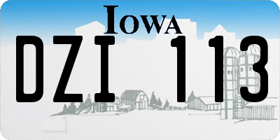 IA license plate DZI113