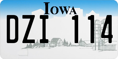 IA license plate DZI114