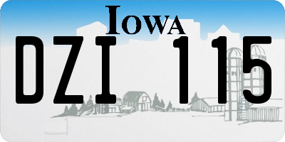 IA license plate DZI115