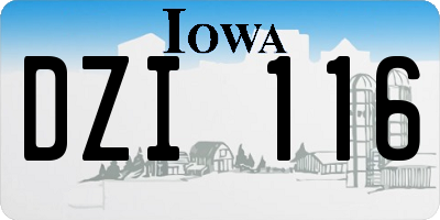 IA license plate DZI116