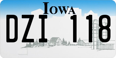 IA license plate DZI118