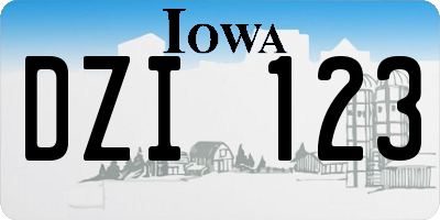 IA license plate DZI123