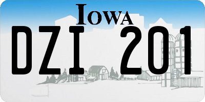 IA license plate DZI201