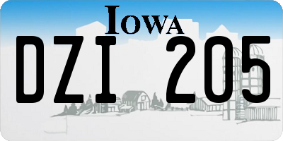 IA license plate DZI205