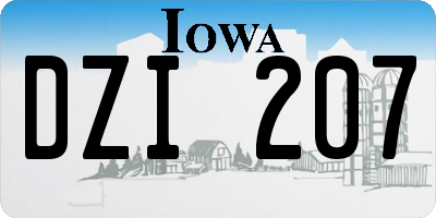 IA license plate DZI207