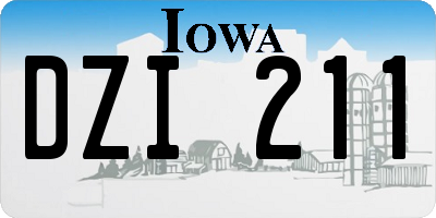 IA license plate DZI211