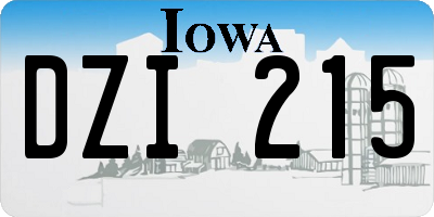 IA license plate DZI215