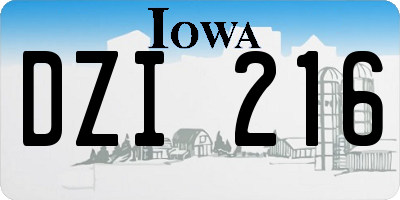 IA license plate DZI216