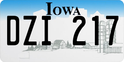 IA license plate DZI217