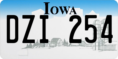 IA license plate DZI254