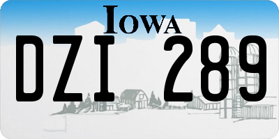 IA license plate DZI289