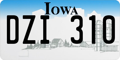 IA license plate DZI310
