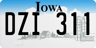 IA license plate DZI311