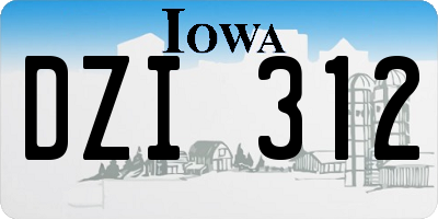 IA license plate DZI312