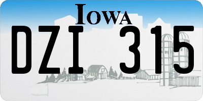 IA license plate DZI315