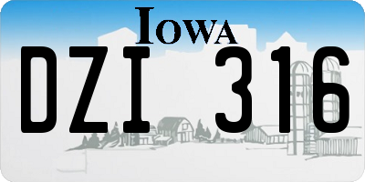 IA license plate DZI316