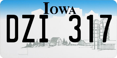IA license plate DZI317