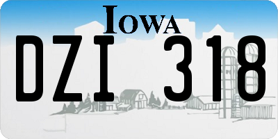 IA license plate DZI318