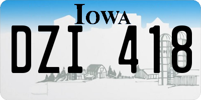 IA license plate DZI418