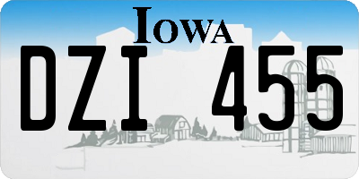 IA license plate DZI455