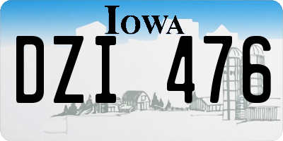 IA license plate DZI476