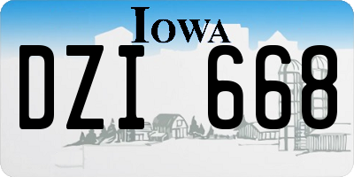 IA license plate DZI668