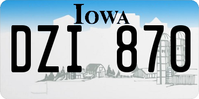 IA license plate DZI870