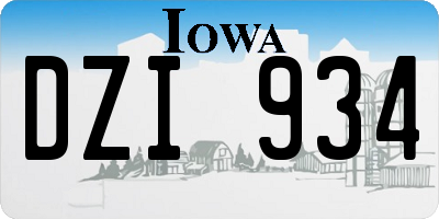 IA license plate DZI934