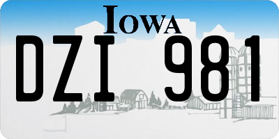 IA license plate DZI981