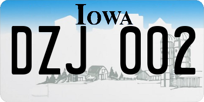 IA license plate DZJ002