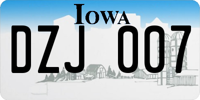 IA license plate DZJ007