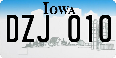 IA license plate DZJ010