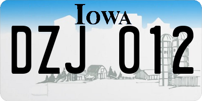 IA license plate DZJ012