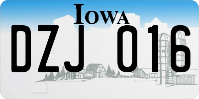 IA license plate DZJ016