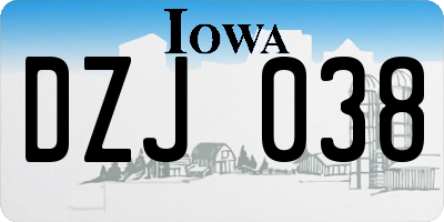 IA license plate DZJ038