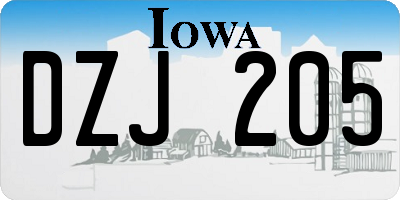 IA license plate DZJ205