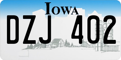 IA license plate DZJ402