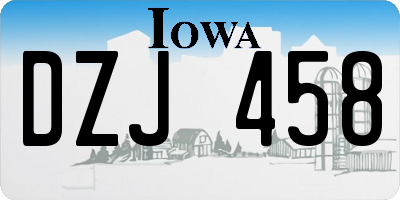 IA license plate DZJ458