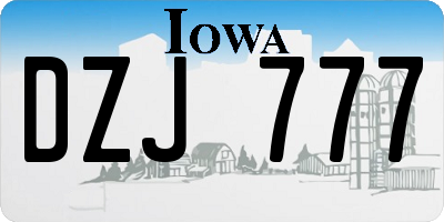 IA license plate DZJ777