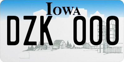 IA license plate DZK000