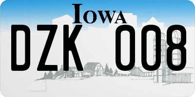 IA license plate DZK008