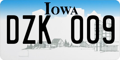 IA license plate DZK009
