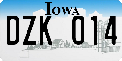 IA license plate DZK014