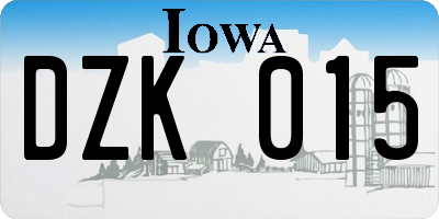 IA license plate DZK015