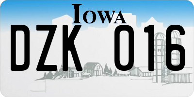 IA license plate DZK016